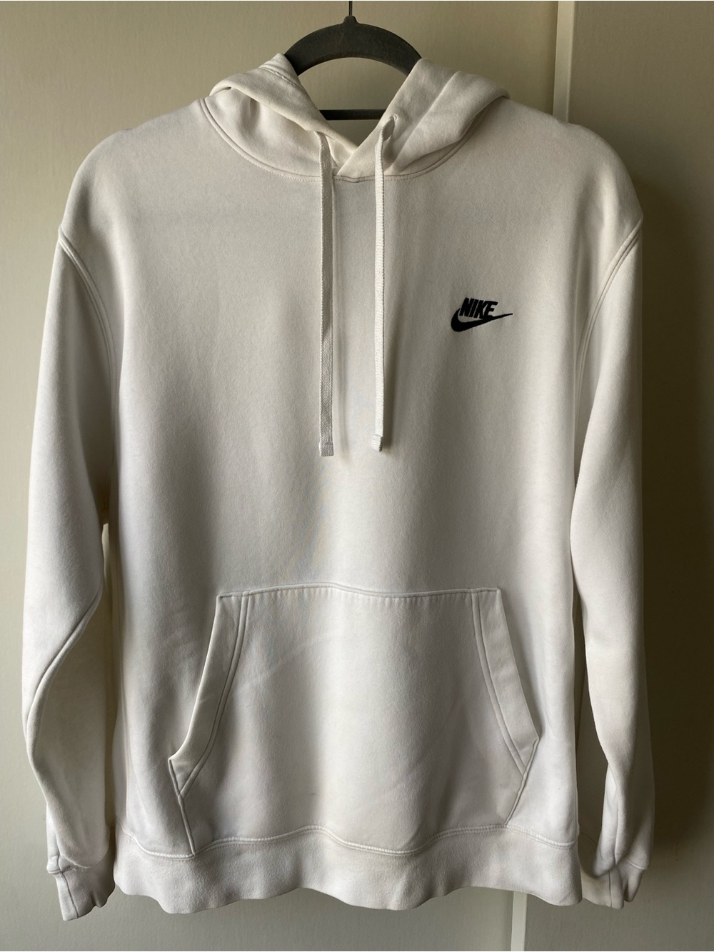 Nike Hoodie Size Medium White Black Swoosh Adult Sweatshirt Hood Pocket